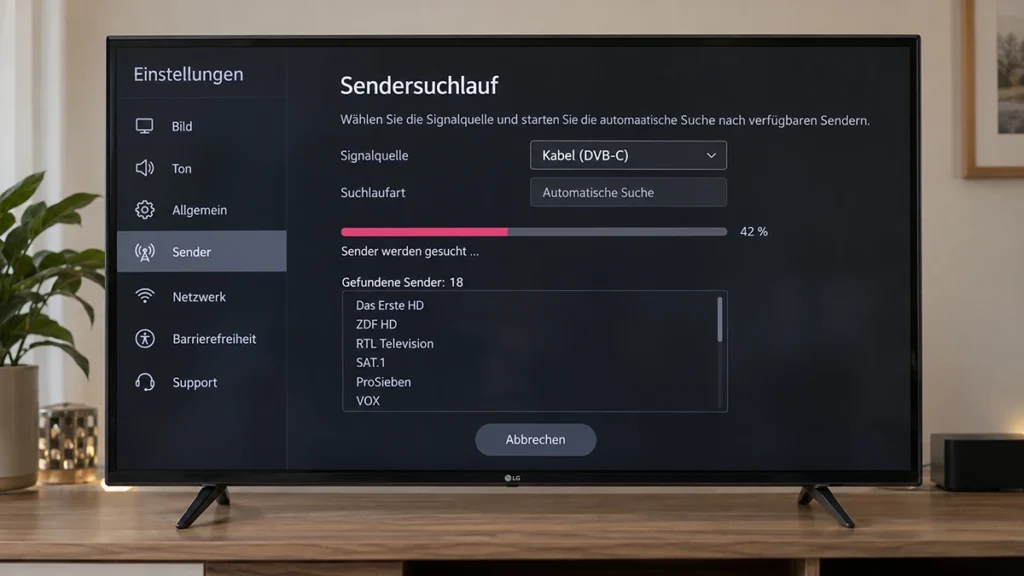 LG Fernseher: Sendersuchlauf für Kabel (DVB-C) richtig einstellen LG Fernseher: Sendersuchlauf für Kabel (DVB-C) richtig einstellen